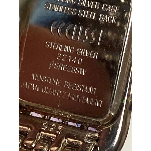 Ecclissi Womens Sterling Silver‎ Wristwatch Amethyst Crystals 32140 SR626SW - Picture 8 of 11